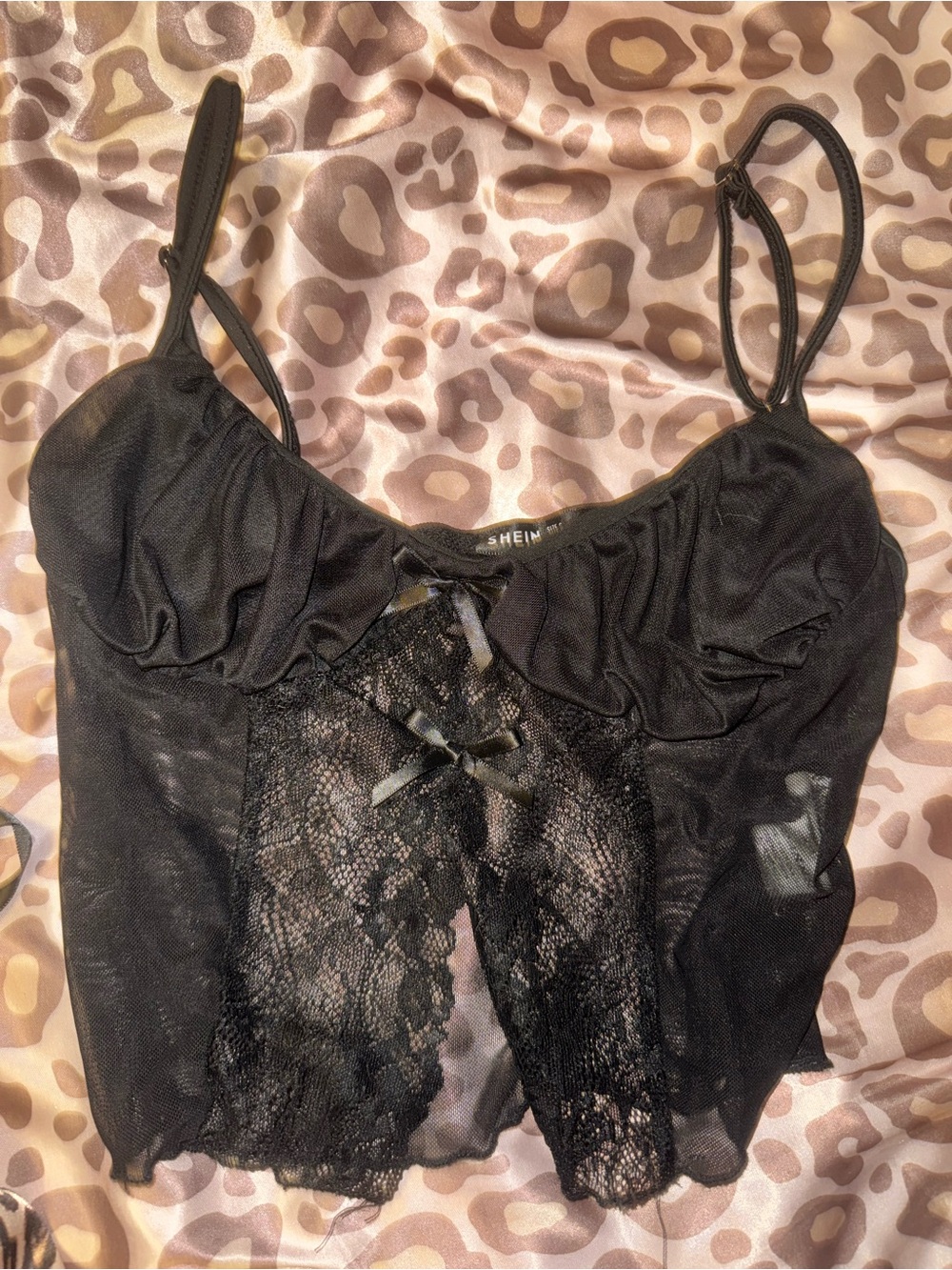 SHEIN Black Lace Trim Bustier Cami